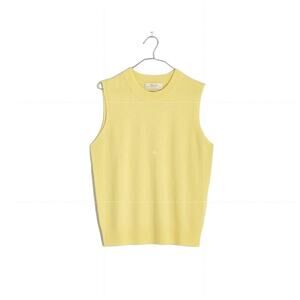 MADEWELL Sweater Vest Women Medium Yellow Cashmere Crewneck  Preppy Classic NWT